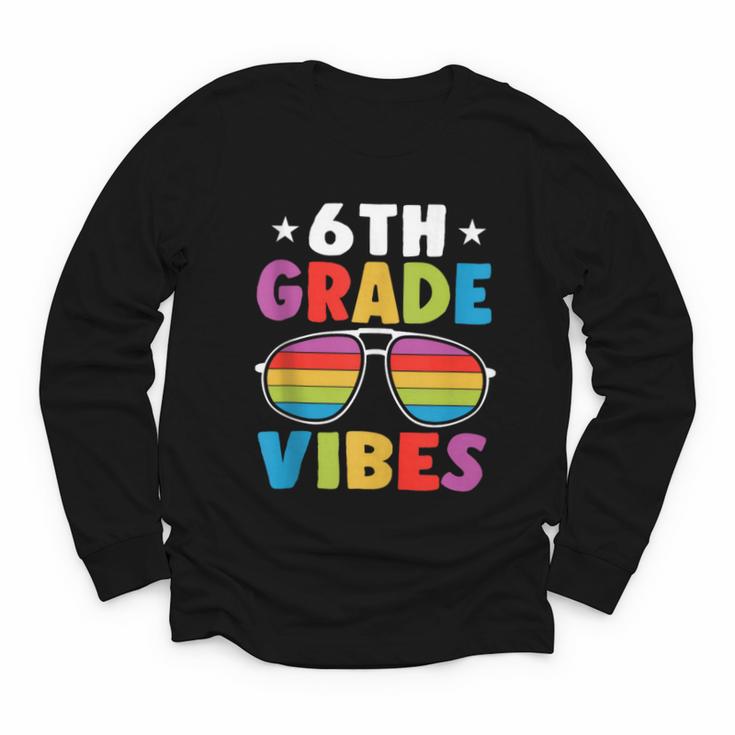 6th Grade Back To School Sunglasses Vibes Retro First Day Youth Long Sleeve Tee