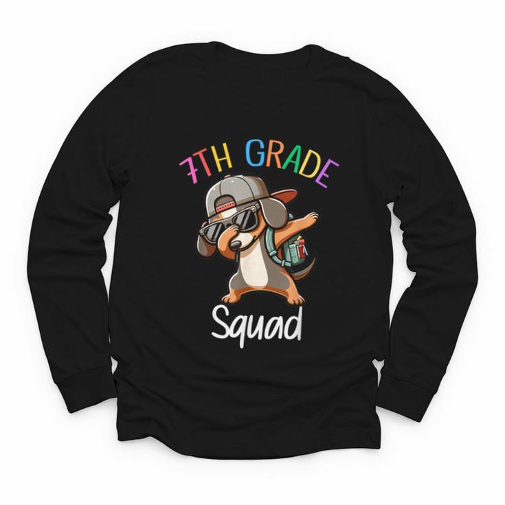 7th Grade Squad Dachshund Dabbing Kids Back To School Youth Long Sleeve Tee