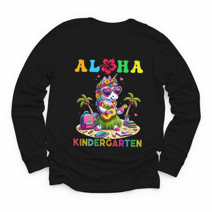 Aloha Kindergarten Unicorn Hawaii Back To School Kids Girl Youth Long Sleeve Tee