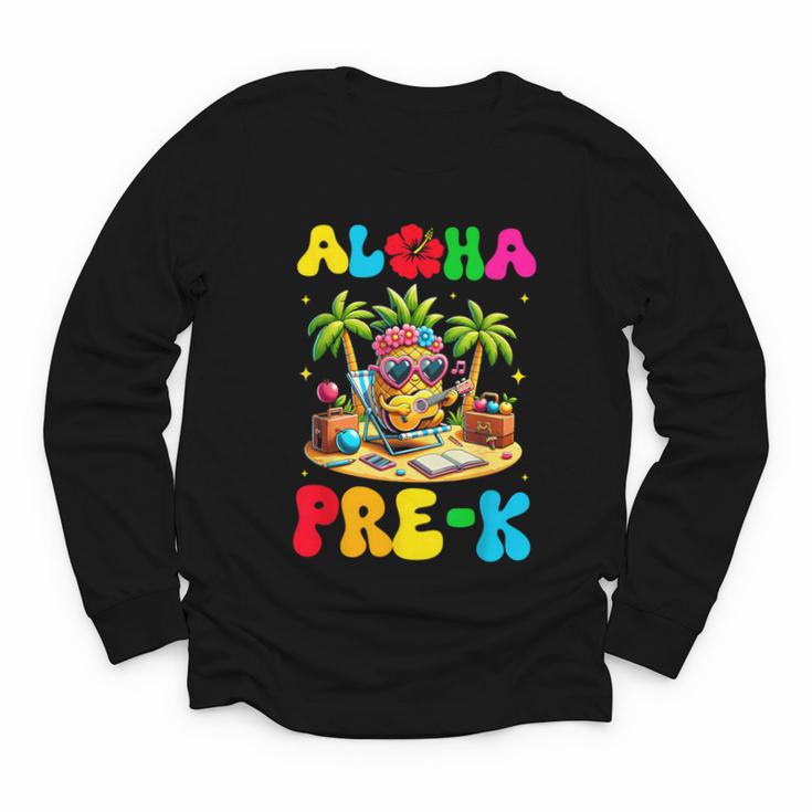 Aloha Pre-K Pineapple Hawaii Back To School Kids Girls Youth Long Sleeve Tee