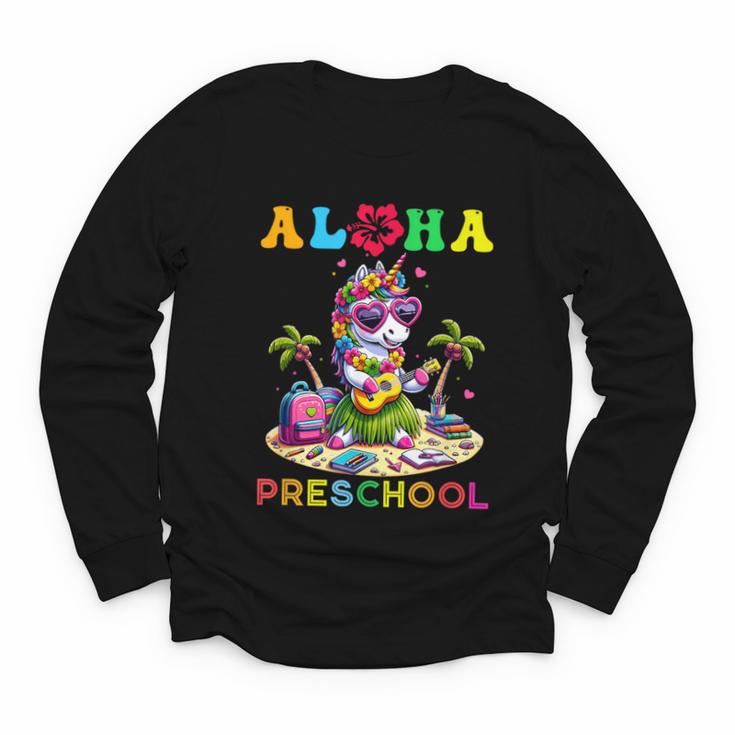 Aloha Preschool Unicorn Hawaii Back To School Kids Girl Youth Long Sleeve Tee