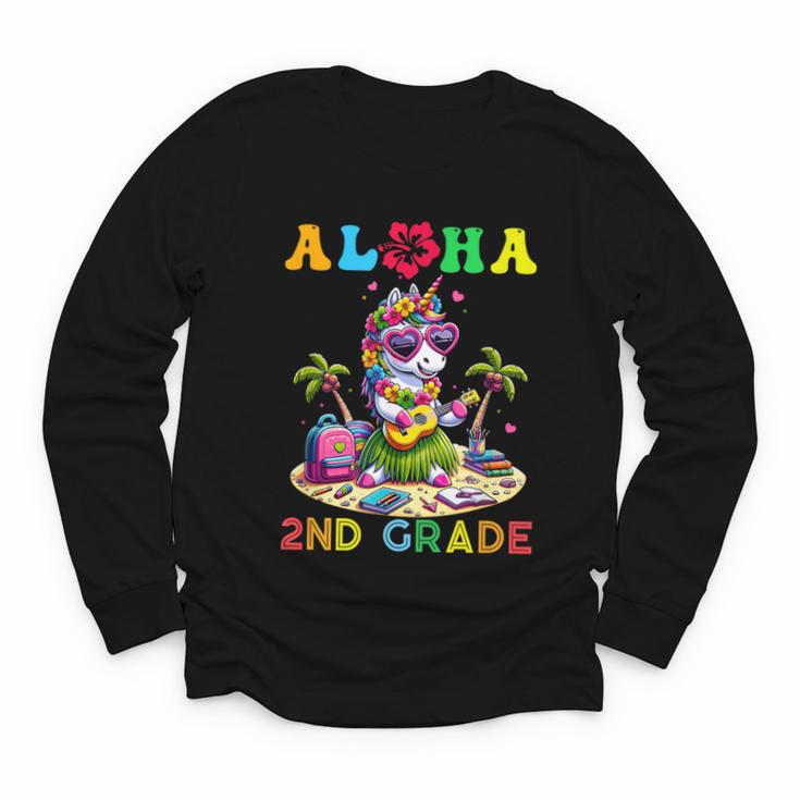 Aloha Second Grade Unicorn Hawaii Back To School Kids Girl Youth Long Sleeve Tee