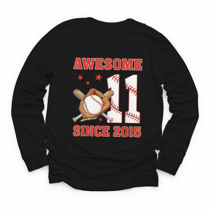 Awesome Since 2015 11 Year Old Boys Bday Baseball Theme Youth Long Sleeve Tee