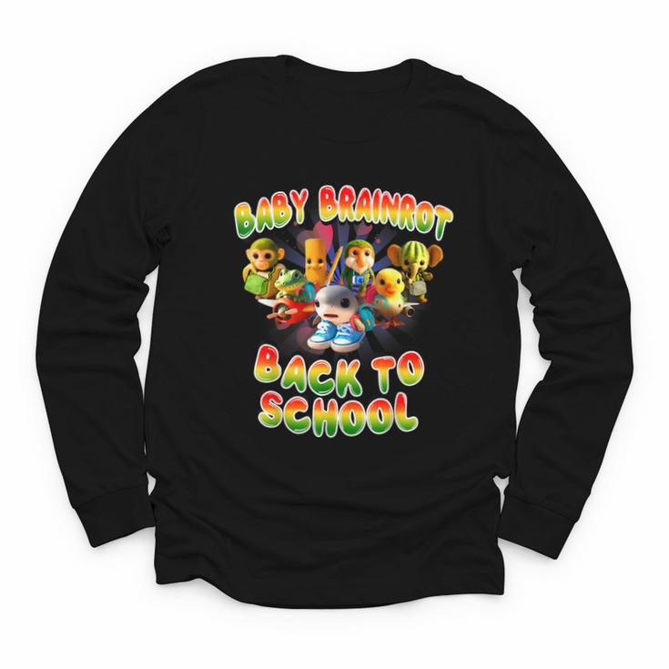 All Baby Brainrot Italian Meme Cute Back To School For Kids Youth Long Sleeve Tee