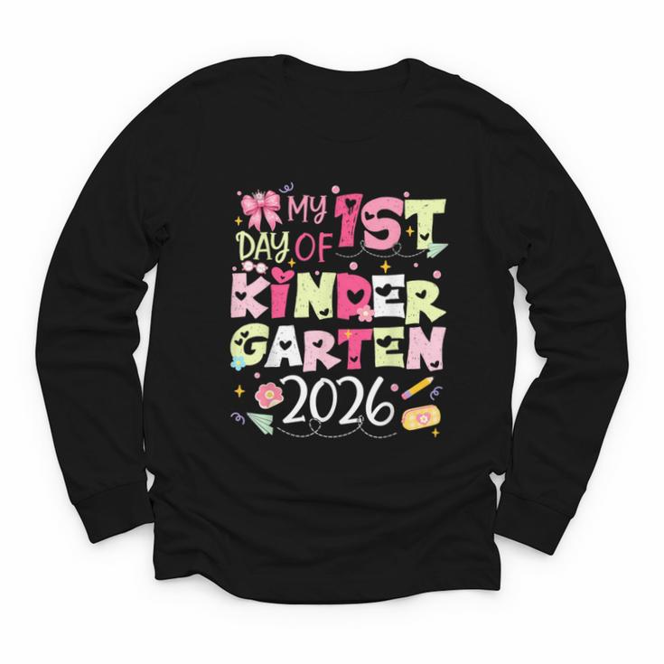 Back To School My 1st Day Of Kindergarten 2026 Bow Youth Long Sleeve Tee