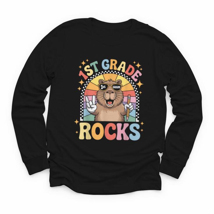 Back To School 1st Grade Capybara First Grade Rocks Youth Long Sleeve Tee