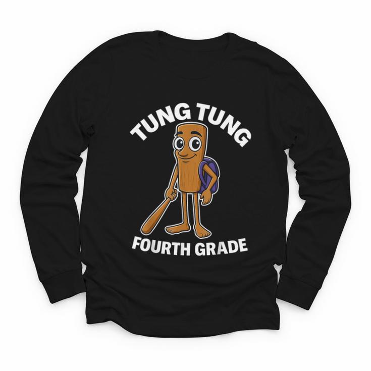 Back To School 4th Grade Italian Brainrot Tung Tung Sahur Youth Long Sleeve Tee