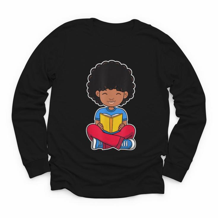 Back To School Afro African American Boy Student Youth Long Sleeve Tee