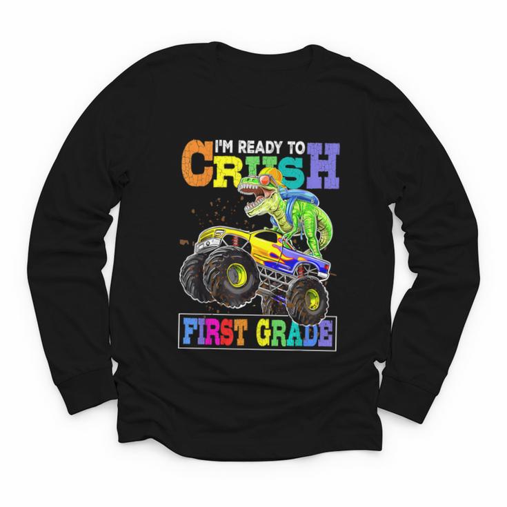 Back To School Boy Dinosaur I'm Ready To Crush First Grade Youth Long Sleeve Tee
