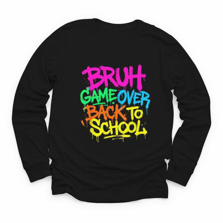 Back To School Bruh Game Over Gaming Boys Youth Long Sleeve Tee