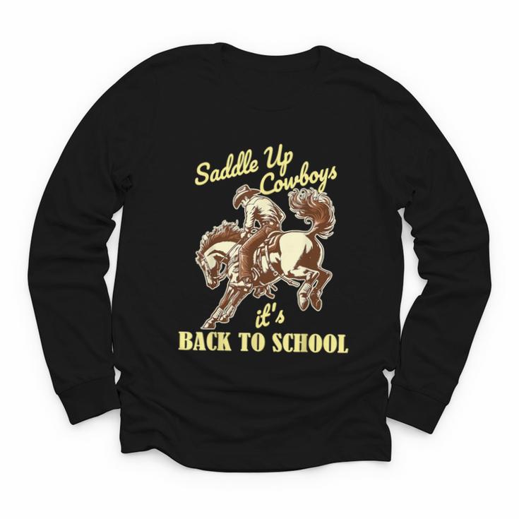 Back To School Cowboy Rodeo Country Western Saddle Up Boys Youth Long Sleeve Tee