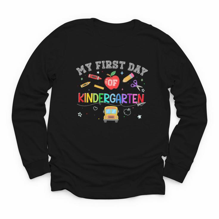 Back To School My First Day Of Kindergarten Boy Girl Youth Long Sleeve Tee