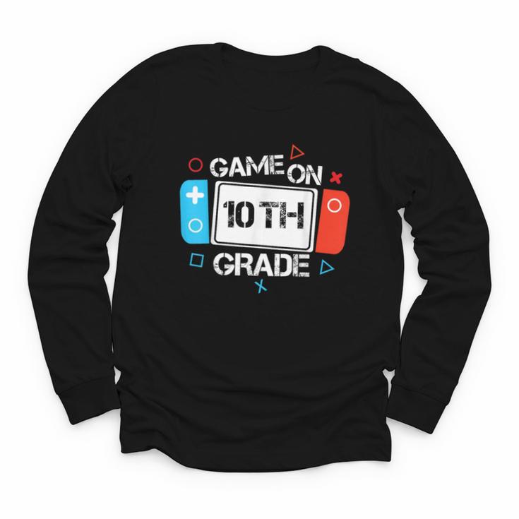 Back To School Game On 10th Grade Gamer Kids Boys Girl Youth Long Sleeve Tee