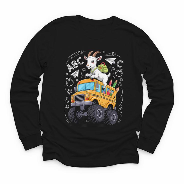 Back To School Goat School Bus 100 Days Of School Youth Long Sleeve Tee