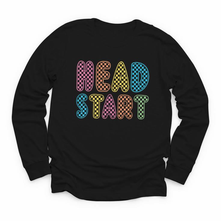 Back To School Head Start First Day Men Women Kid Checkered Youth Long Sleeve Tee