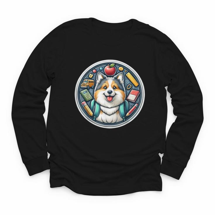 Back To School Icelandic Sheepdog Dog Boy Girls Student Kids Youth Long Sleeve Tee