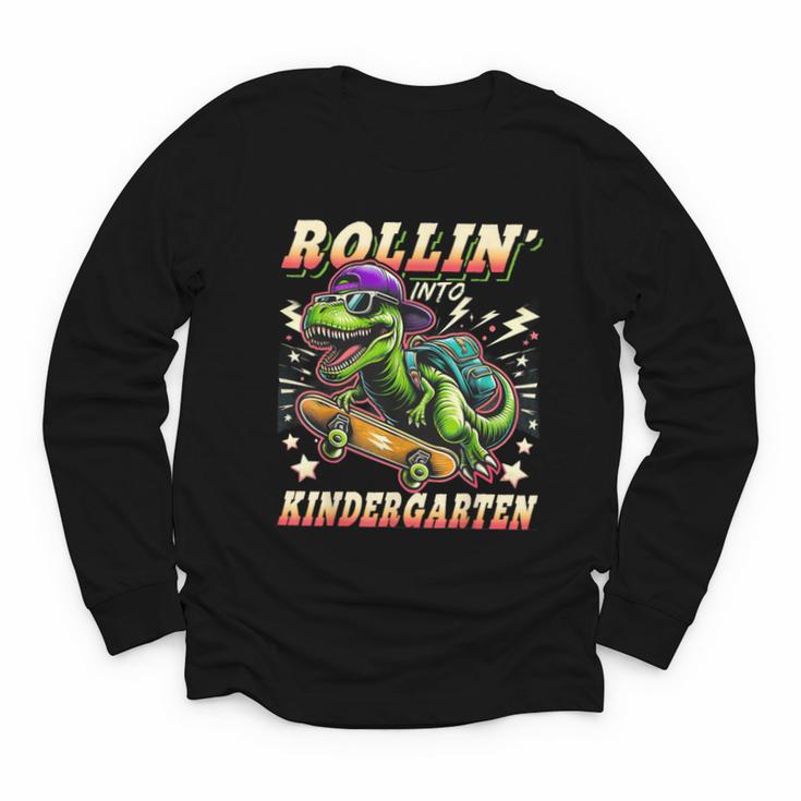 Back To School Kindergarten Dinosaur First Day Of School Boy Youth Long Sleeve Tee