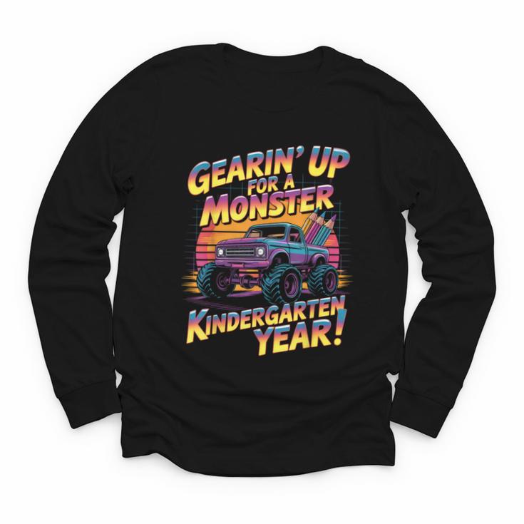 Back To School Kindergarten Monster Truck First Day Boys Youth Long Sleeve Tee