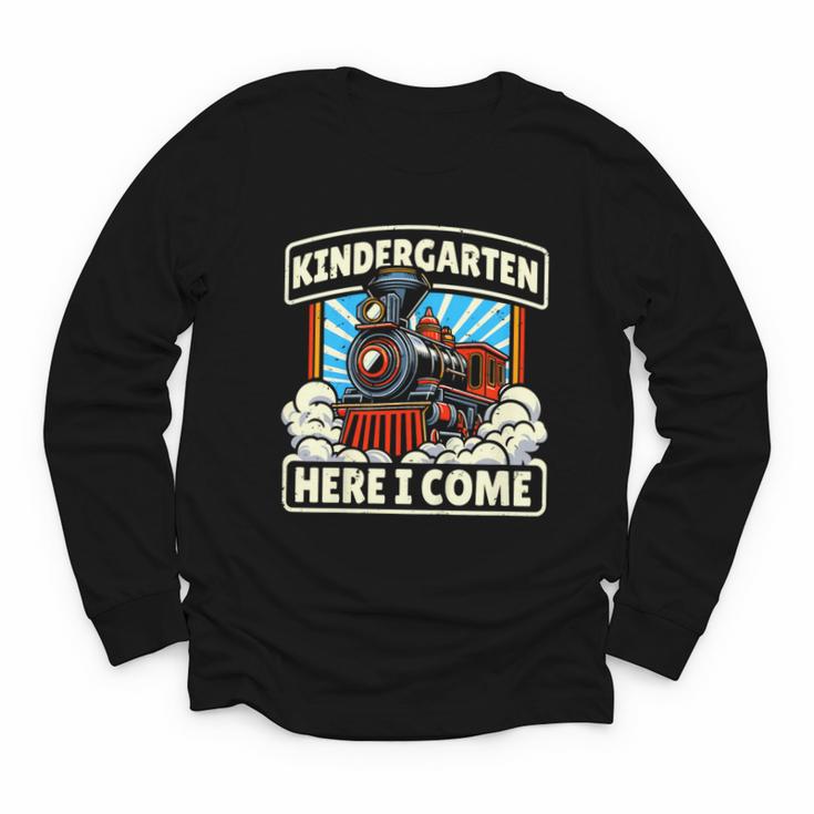 Back To School Kindergarten Here I Come Train Boys Girls Youth Long Sleeve Tee