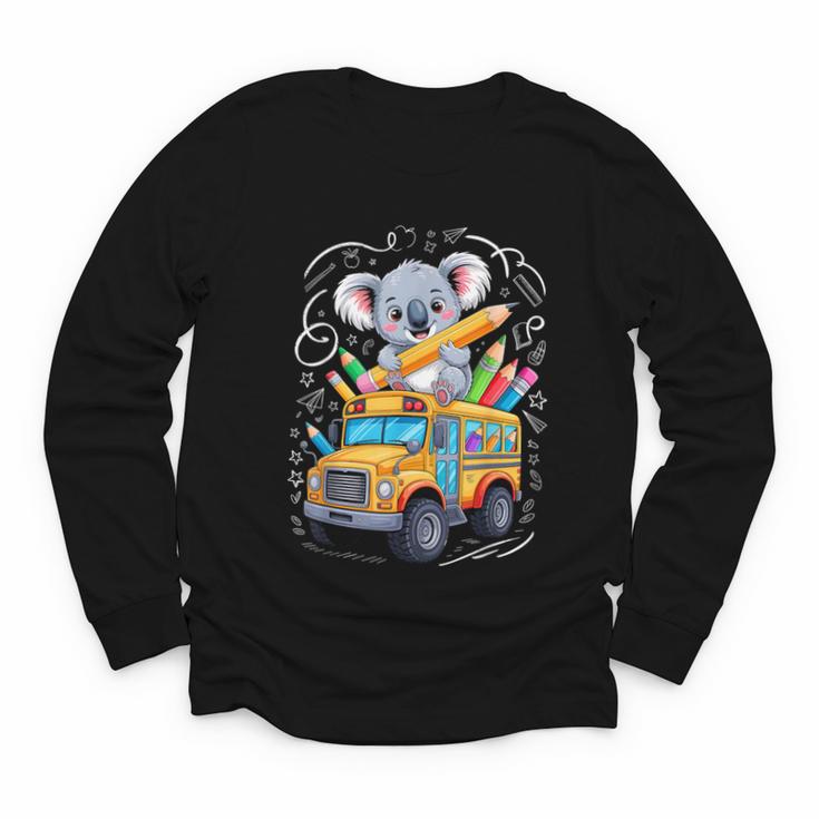 Back To School Koala School Bus 100 Days Of School Youth Long Sleeve Tee