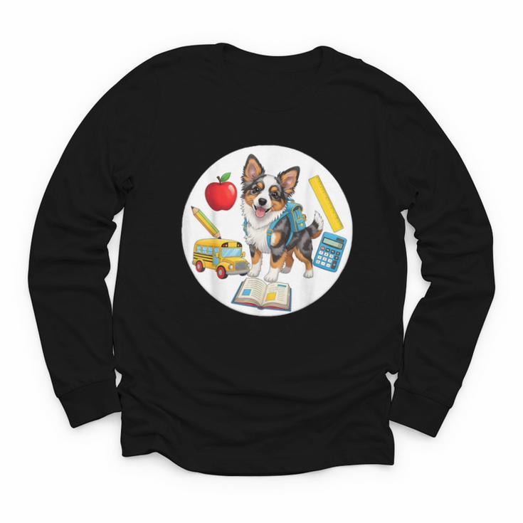 Back To School Miniature American Shepherd Dog Boys Girls Youth Long Sleeve Tee