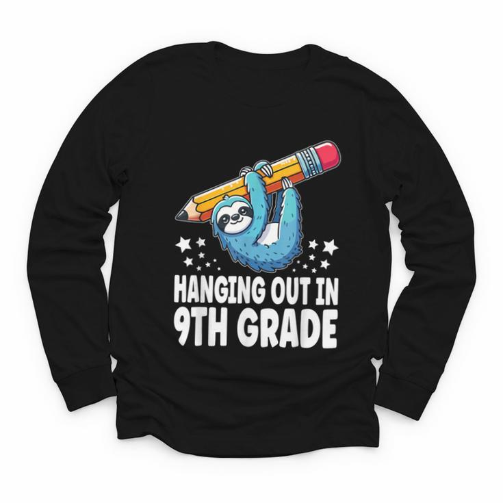 Back To School Ninth Grade Sloth Hanging Out In 9th Grade Youth Long Sleeve Tee