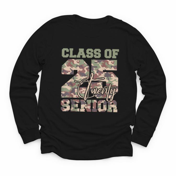 Back To School Senior 12th Grade Class Of 2025 Camouflage Youth Long Sleeve Tee