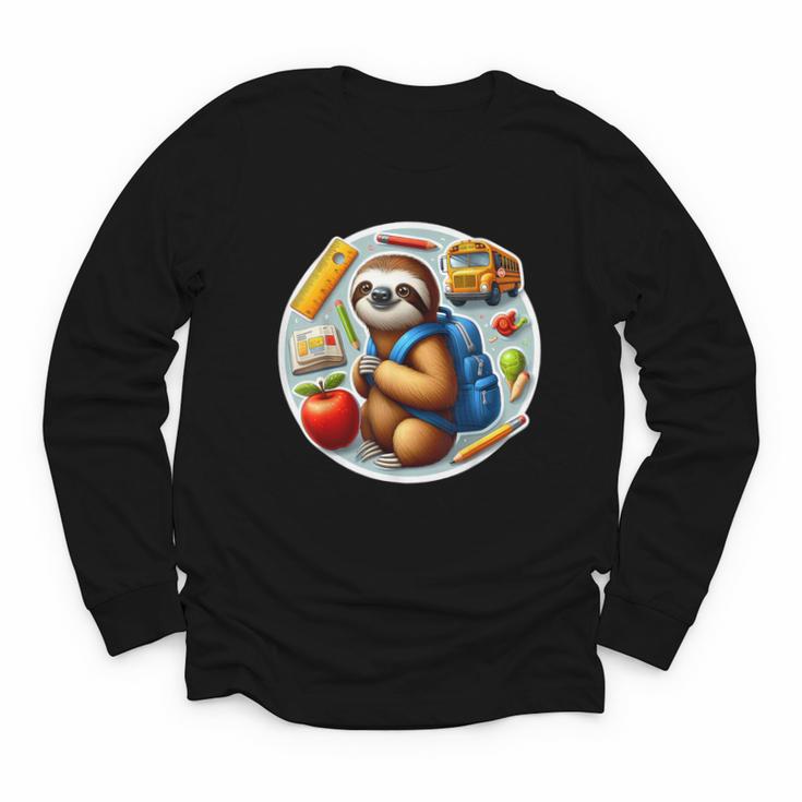 Back To School Sloth Boys Girls Student Kids Lover Child New Youth Long Sleeve Tee