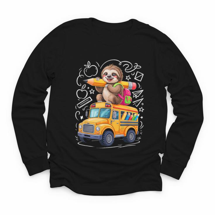 Back To School Sloth School Bus 100 Days Of School Youth Long Sleeve Tee