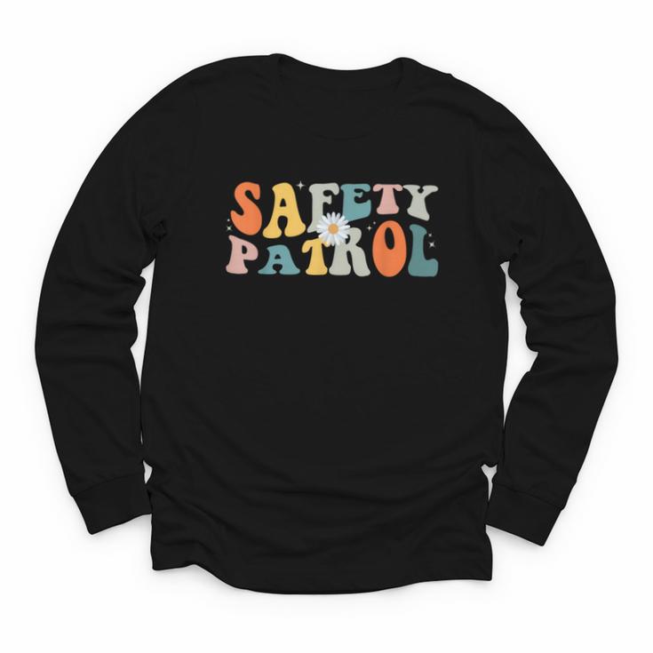 Back To School Student Safety Patrol Groovy Retro Youth Long Sleeve Tee