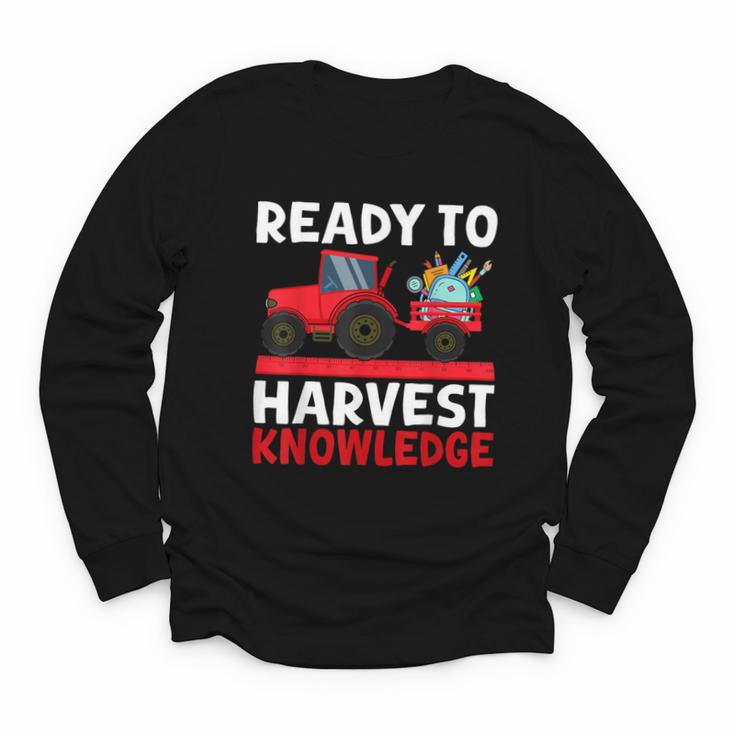 Back To School Tractor Farmer Boys First Day Of School Kids Youth Long Sleeve Tee