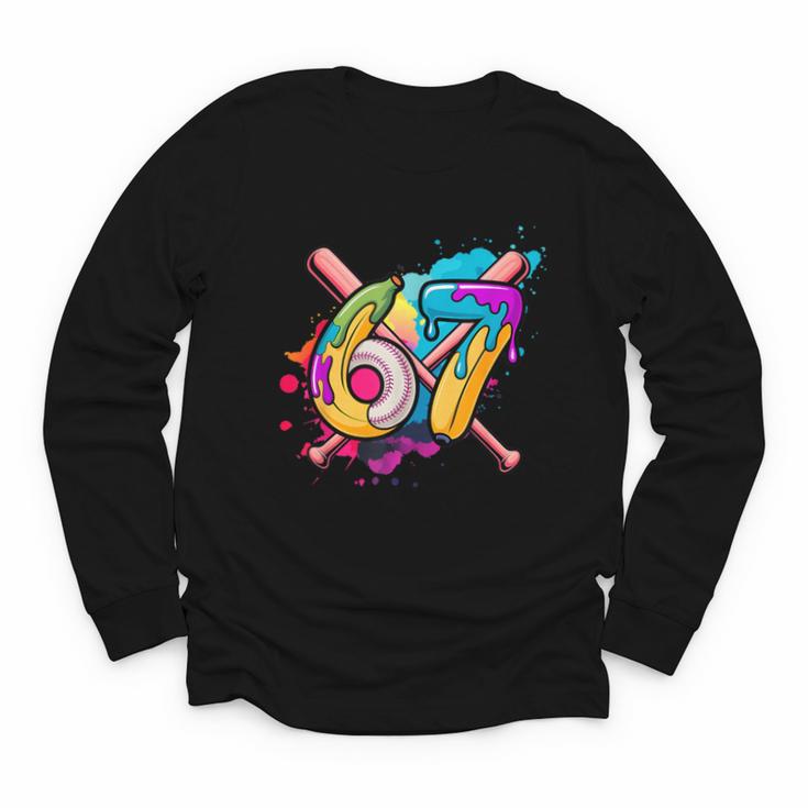 Banana Baseball 67 Ice Cream Drip Meme Youth Long Sleeve Tee