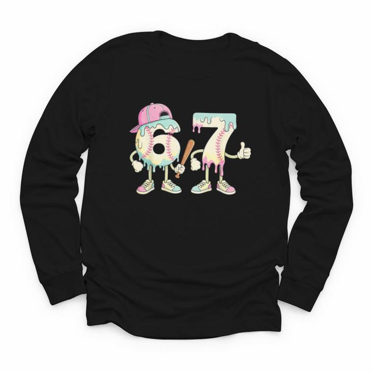 Baseball 67 Dripping Six Seven Drip Meme Ice Cream Boy Youth Long Sleeve Tee