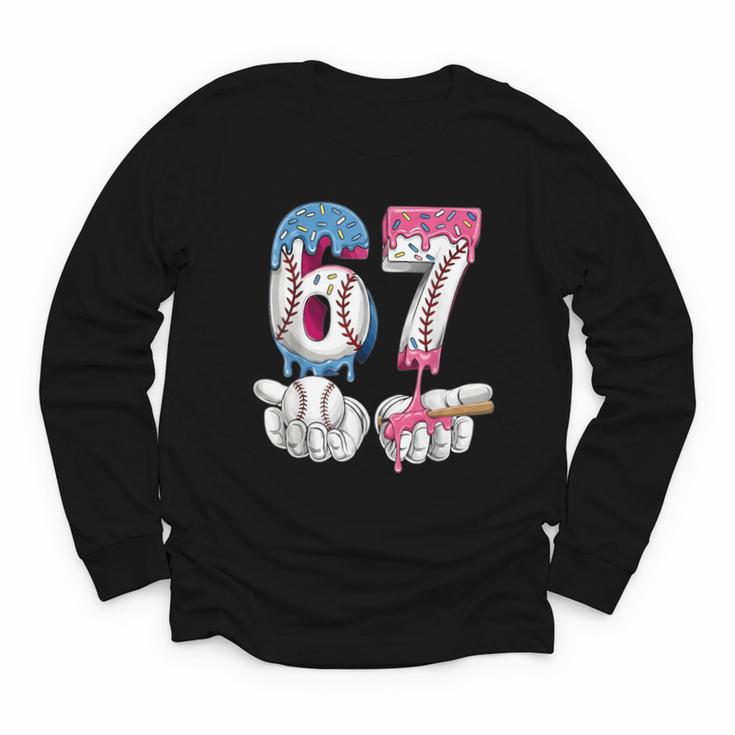 Baseball 67 Ice Cream Drip Six Seven Boys Girls Meme Youth Long Sleeve Tee