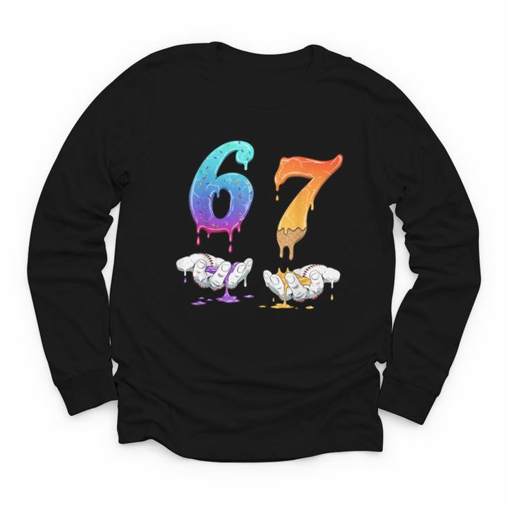 Baseball 67 Ice Cream Drip Six Seven Boys Meme Youth Long Sleeve Tee