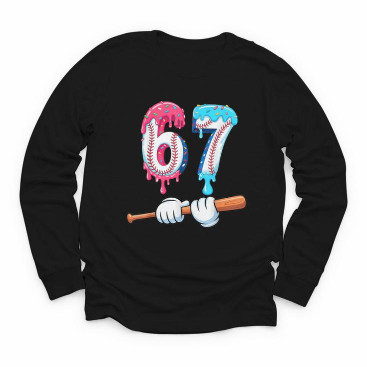 Baseball 67 Ice Cream Drip Six Seven Boys Youth Long Sleeve Tee