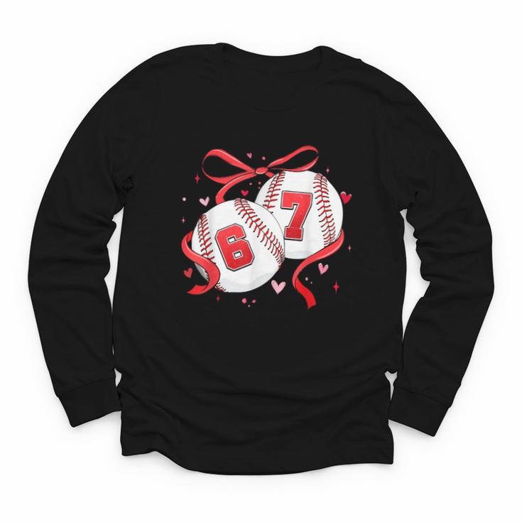 Baseball 67 Six Seven Gen Alpha Meme Valentine's Day Youth Long Sleeve Tee