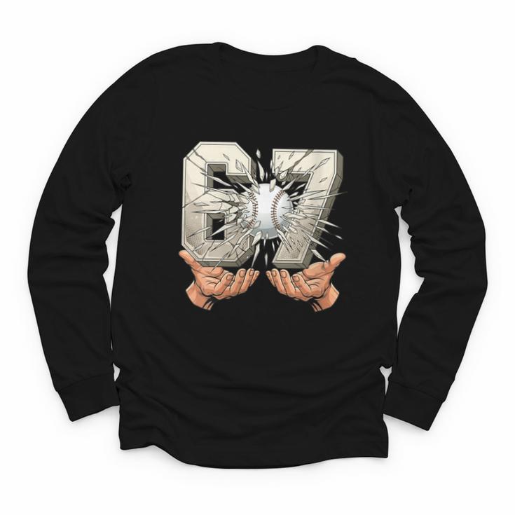Baseball 67 Six Seven Gen Alpha Meme Youth Long Sleeve Tee