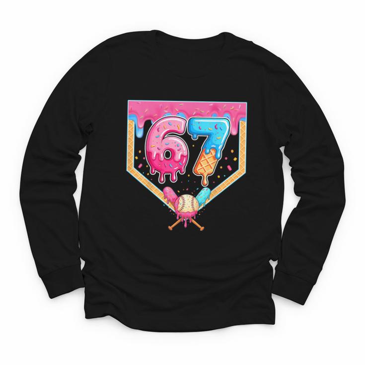 Baseball 67 Six Seven Meme Drip 6 7 Boys Girl Kids Youth Long Sleeve Tee