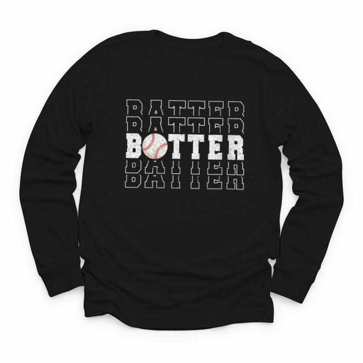 Baseball Batter Team Player Sport Lover Family Friends Fans Youth Long Sleeve Tee