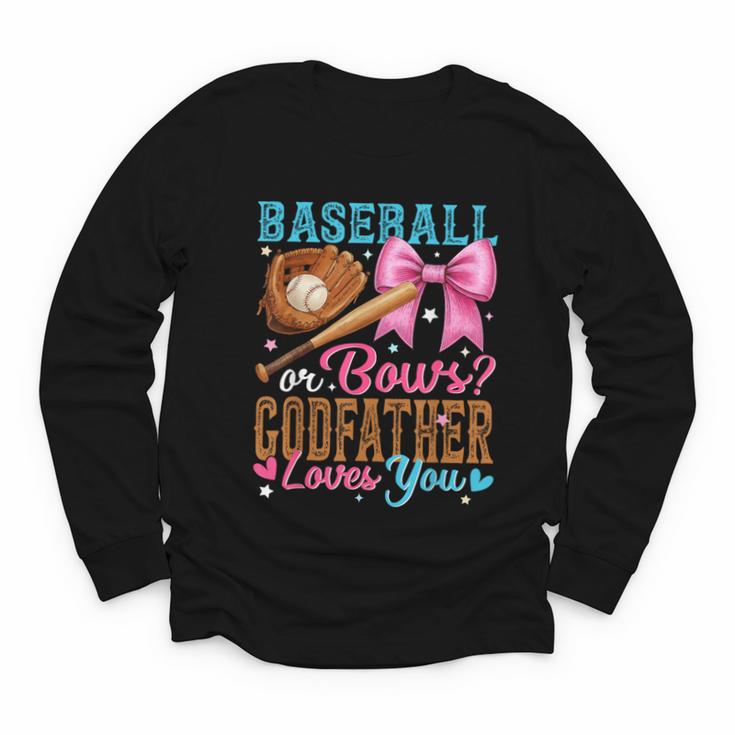 Baseball Or Bows Godfather Loves You Gender Reveal Youth Long Sleeve Tee