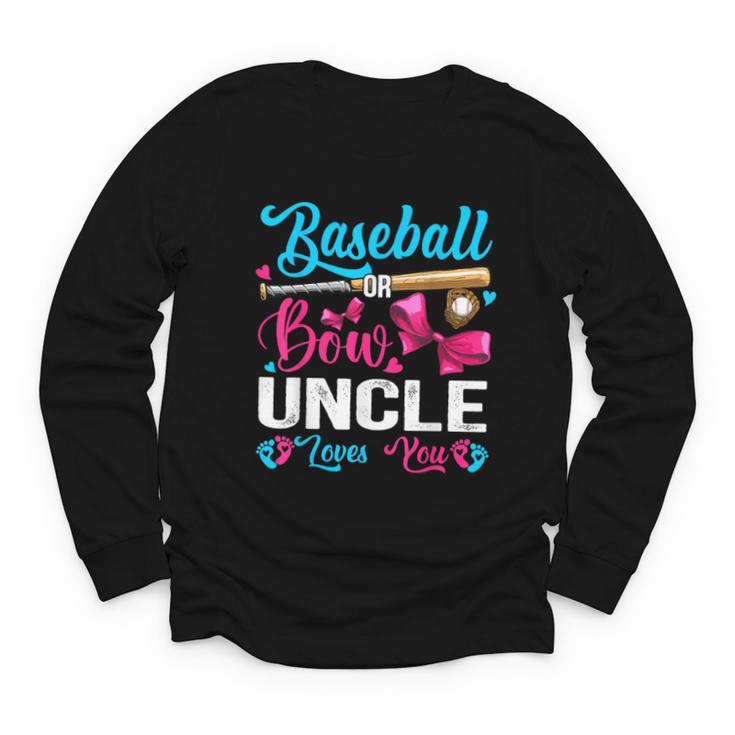 Baseball Or Bows Uncle Loves You Gender Reveal Youth Long Sleeve Tee