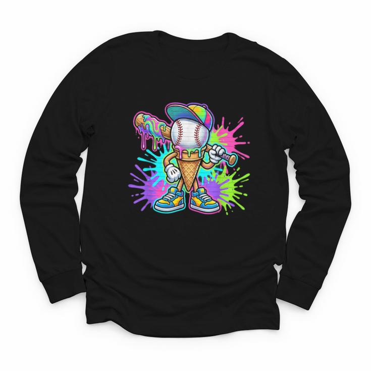 Baseball Boys Clothes For Boys Ice Cream Drip Baseball Stuff Youth Long Sleeve Tee
