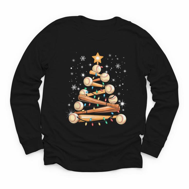 Baseball Christmas Tree Light Xmas Baseball Youth Long Sleeve Tee