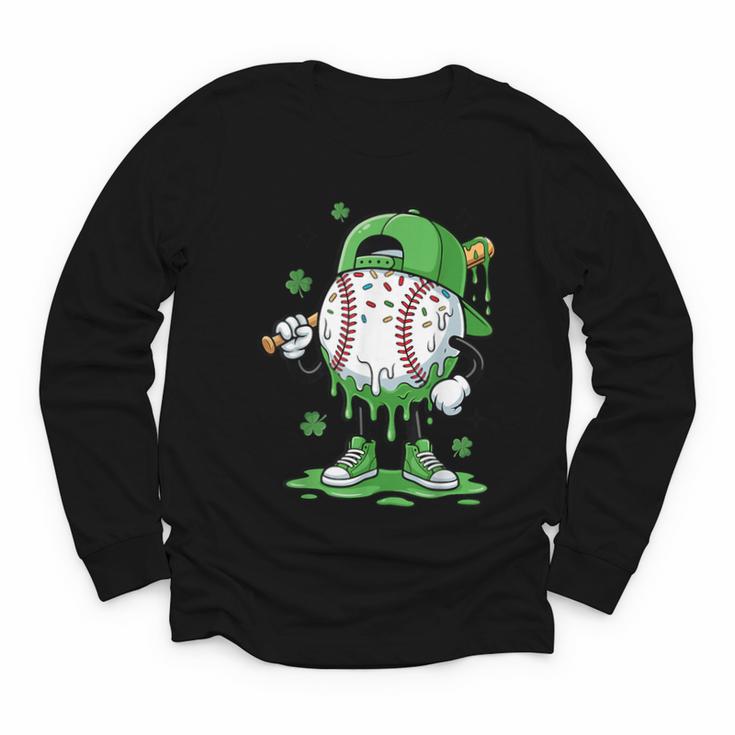 Baseball Drip For Boys Ice Cream Drip Baseball Player Youth Long Sleeve Tee