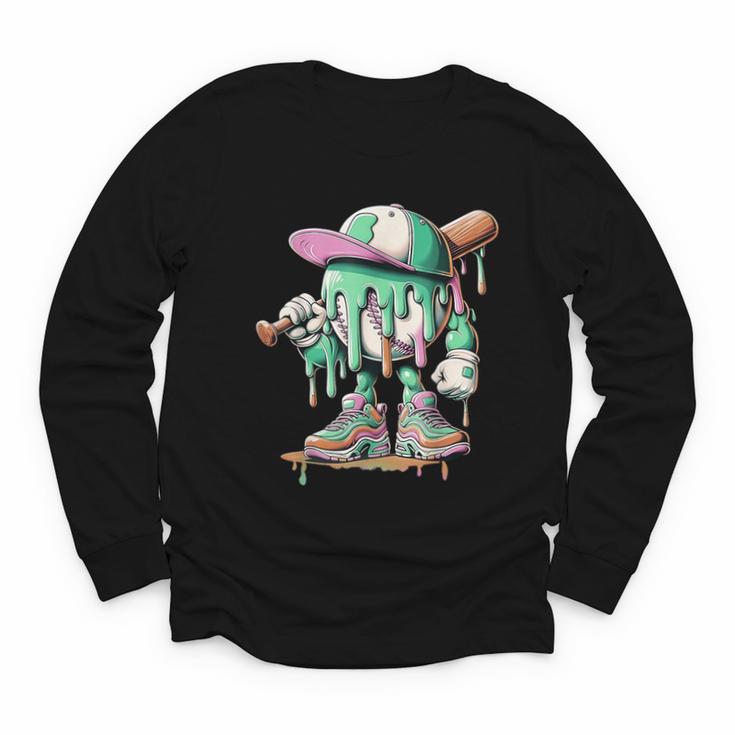 Baseball Drip For Boys Ice Cream Drip Baseball Youth Long Sleeve Tee