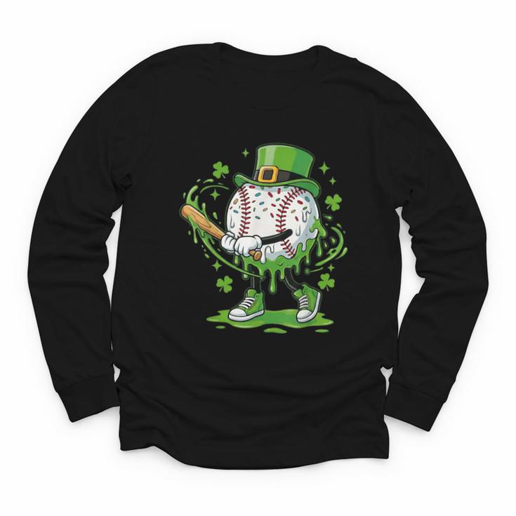 Baseball Drip For Boys Ice Cream Drip Youth St Patricks Day Youth Long Sleeve Tee