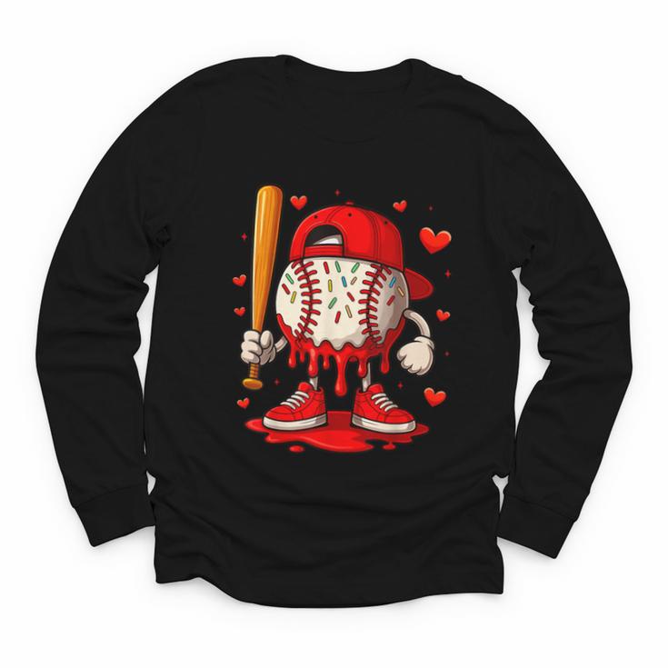 Baseball Drip Ice Cream Apparel Boys Kids Valentines Day Youth Long Sleeve Tee