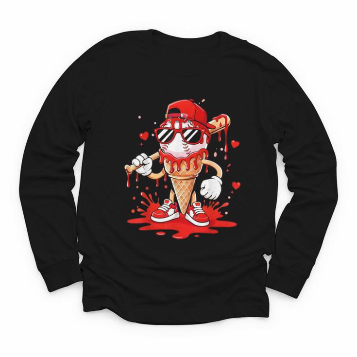 Baseball Drip Ice Cream Apparel Youth Boys Valentines Youth Long Sleeve Tee