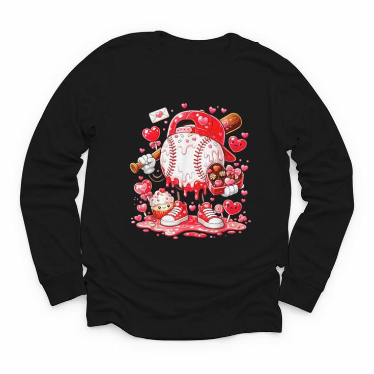 Baseball Drip Ice Cream Boys Kids Youth Valentines Youth Long Sleeve Tee